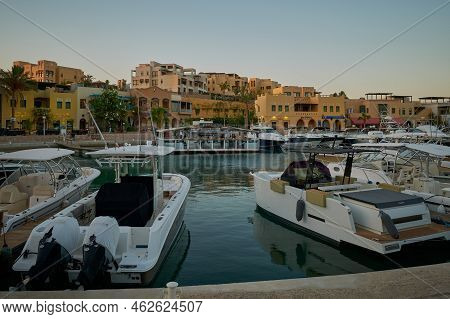 El Gouna, Hurghada, Red Sea Governorate, Egypt- September 13 2022: Abu Tig Marina In El Gouna, Egypt