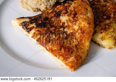 Frico Friulano Italian Montasio Cheese And Potato Rosti With Polenta A Traditional Dish From The Fri