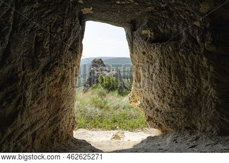 Ancient Cave City, Baqla, View From Inside The Cave.