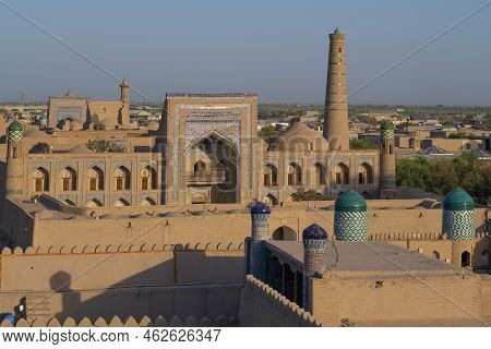 View Of The Ancient Muhammad Rahim Khan Madrasah On A Sunny September Evening. The Inner City Of Ich
