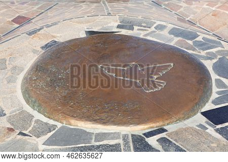Dove Of Pice In Granite  At Dry Sunny Summer Day