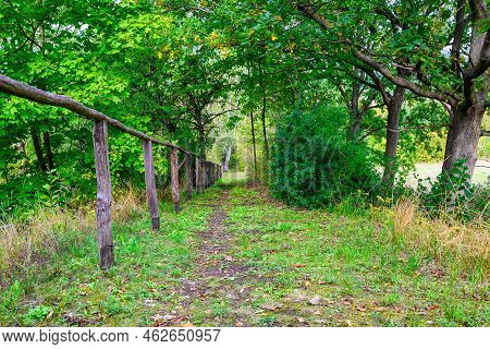 A Panoramic View Of The Karst Hiking Trail In Pölsfeld Near Obersdorf With The Stamp Of The Harzer H