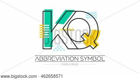 Letters K And Q. Merging Of Two Letters. Initials Logo Or Abbreviation Symbol. Vector Illustration F