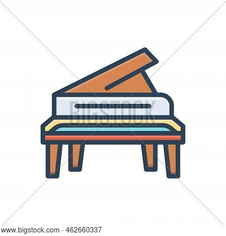 Color Illustration Icon For Piano Instrument Music Pianoforte Entertainment Melody Musical Classica
