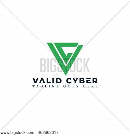 Abstract Initial Letter Vc Or Cv Logo In Green Color Isolated In White Background Applied For Cybers