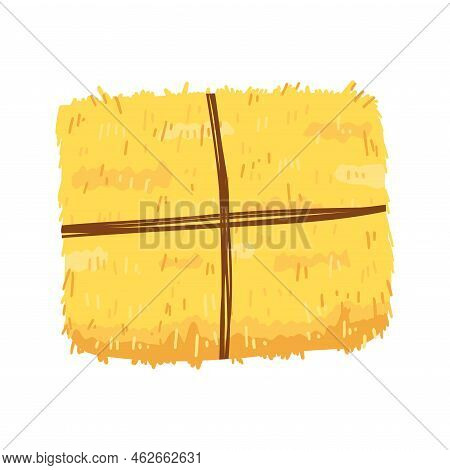 Agricultural Haycock In Cartoon Flat Style, Rural Hay Rolled Stack, Dried Farm Haystack. Vector Illu