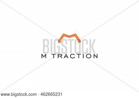 Template Logo Design Solution With Traction Letter M