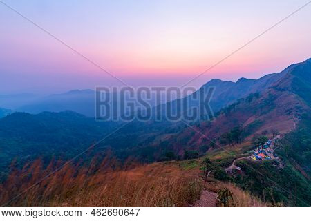 Beautiful Landscape In The Mountains At Khao Chang Puak Mountain Thailand.