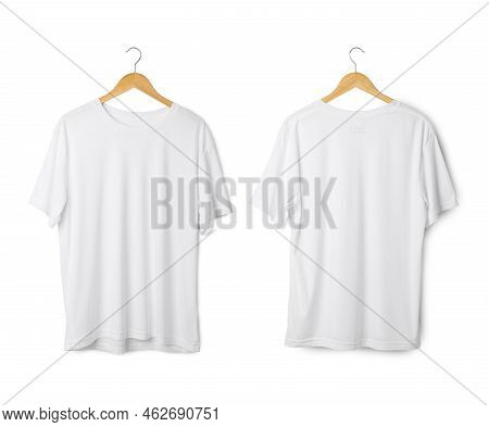 White T Shirt Mockup Hanging, Realistic T-shirt.