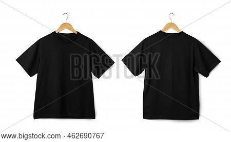 Black Oversize T Shirt Mockup Hanging, Realistic T-shirt.