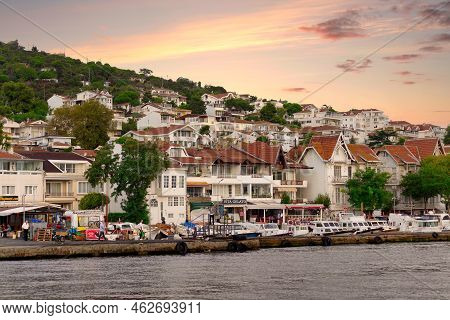 Istanbul, Turkey - August 25, 2022: View Of The Mountains Of Kinaliada Island From Marmara Sea, With