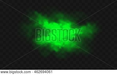 Green Smoke, Unpleasant Bad Smell, Toxic Gas Realistic Vector Illustration. Green Stink Cloud, Smog 