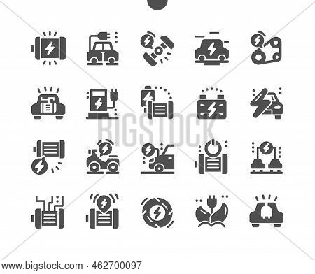 Electrical Engine. Electric Motor And Car. Timing Belt. Eco Car. Industrial Engineering. Vector Soli