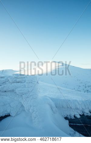 Winter Carpathians. The Mountain Peak Stiy Is Covered With Snow, Drahobrat Ski Resort