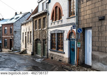 Jodoigne, Wallonia - Belgium - 01 23  2021 - Traditional Street In Old Town, Called Rue De La Grande