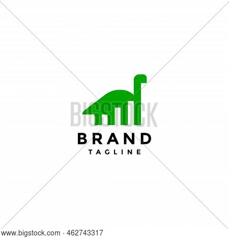 Bar Chart In Dinosaur Icon. Marketing Enhancement Technology Logo Design Illustrated With Bar Chart 