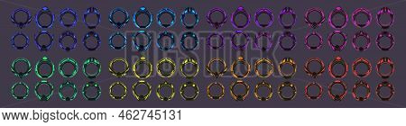 Neon Avatar Frames, Futuristic Glowing Ski-fi Borders, Space Hud Round Technology Isolated Tech Port