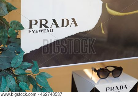 Bordeaux , Aquitaine  France - 25 09 2022 : Prada Eyewear Logo Brand And Text Sign Front Facade Stor