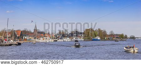Eernewoude, Netherlands - April 27, 2021: Panorama Of Eernewoude Village At The Lake In Friesland, N