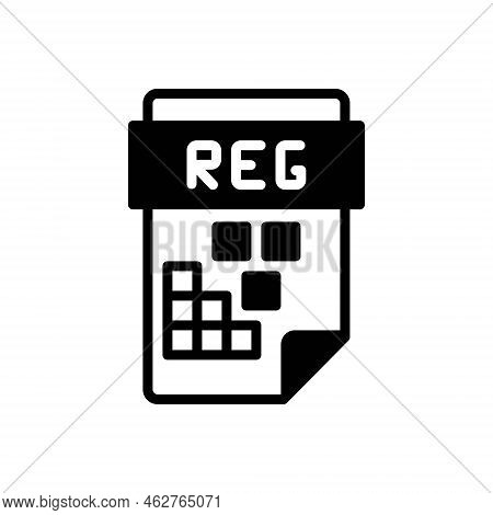 Black Solid Icon For Reg Application Document File Format Program Registry Collection Form