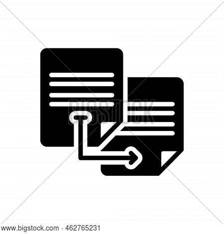Black Solid Icon For Duplicate Transcript Matching Twin Photocopy Replication Copy Document