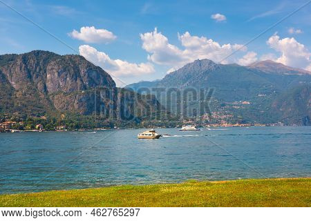 Beautiful View Of Lake Como, Italy In Summer, Famous Tourism Destination