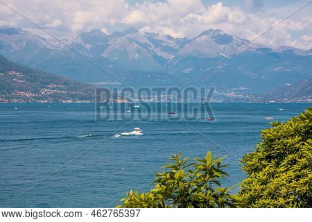 Beautiful View Of Lake Como, Italy In Summer, Famous Tourism Destination
