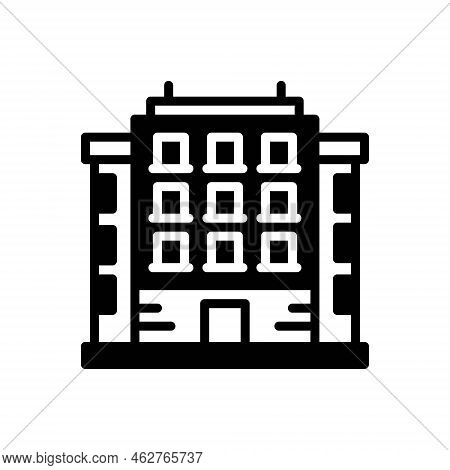 Black Solid Icon For Flat Building Apartment City Residentia Modern Office House Townhouse