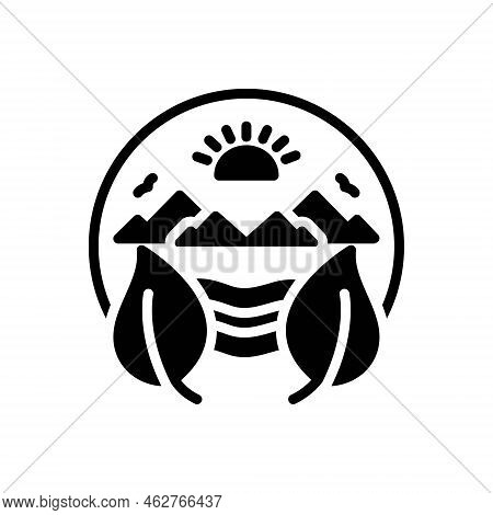 Black Solid Icon For Naturals Leaf Naturalistic Eco Environment Inartificial Mountain Nature Landsca