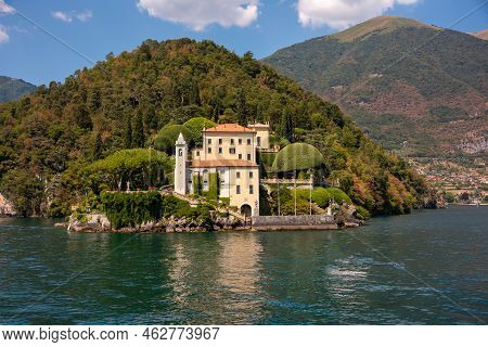 Beautiful Panorama Of Lake Como With A Small Coastal Town, Famous Tourism Destination
