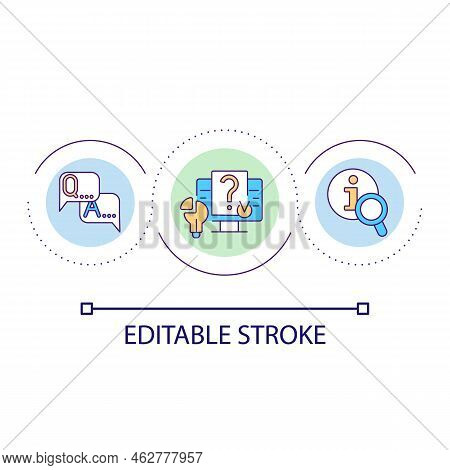 Questions And Answers Resources Loop Concept Icon. Ask For Support. Problem Solving. Finding Advice 
