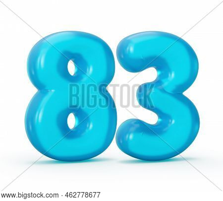 Blue Jelly Digit 83 Eighty Three Isolated On White Background Jelly Colorful Alphabets Numbers For K