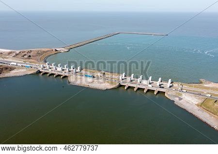 Aerial From Kornwerderzand At The Afsluitdijk In The Netherlands