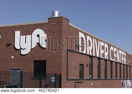 Chicago - Circa October 2022: Lyft Driver Center. Lyft Offers Ride-hailing, Vehicles For Hire, Renta
