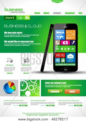 Modello di sito Web per scopi commerciali e cloud aziendali. Ideale per società Blog con alta classe 
