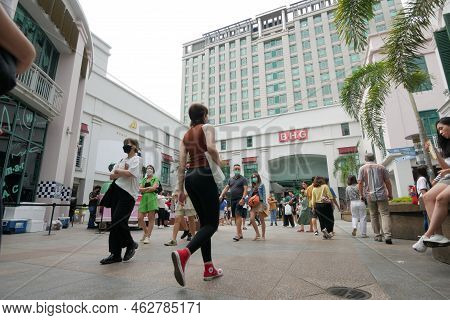 Singapore Bugis Street 2 June 2022. Street View Of Bugis Retail Mall Buildings