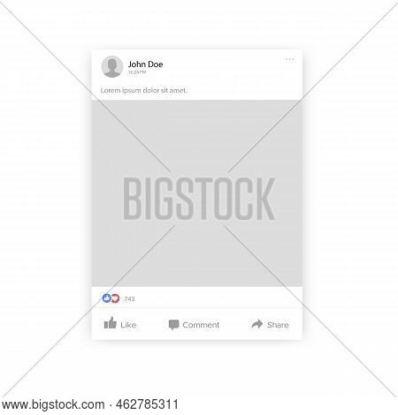 Mockup Of Social Network Photo Frame Isolated On White Background. Modern Design. Vector Stock