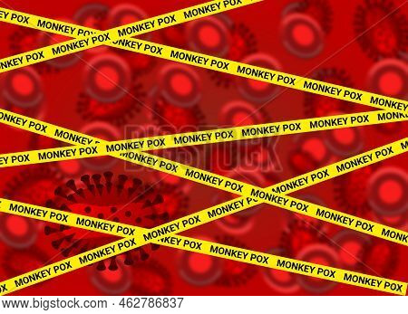 Monkey Pox Yellow Crime Spot Line On Blur Pox Virus In Human Body. Concept For Care Family And Kids 