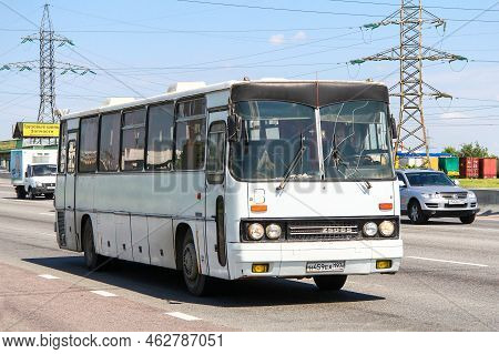 Moscow, Russia - June 2, 2012: White Intercity Coach Bus Ikarus 250 At An Interurban Road.