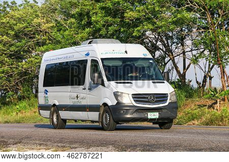 Villahermosa, Mexico - May 21, 2017: White Touristic Bus Mercedes-benz Sprinter (w906) At An Interur