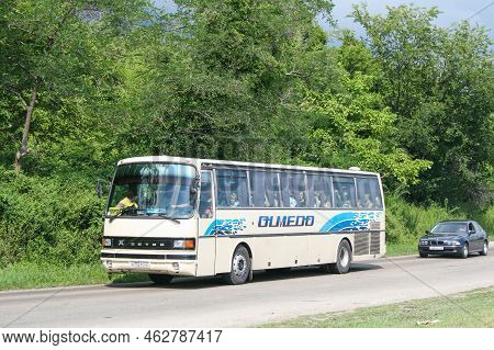 New Athos, Abkhazia - July 23, 2009: Touristic Coach Bus Setra S215h At An Intercity Road.