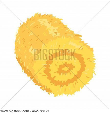 Agricultural Haycock In Cartoon Flat Style, Rural Hay Rolled Stack, Dried Farm Haystack. Vector Illu