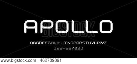 Vector Modern Round Alphabet With Numbers. Set Of Upper Case Geometric Letters.