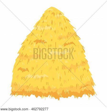 Agricultural Haycock In Cartoon Flat Style, Rural Hay Rolled Stack, Dried Farm Haystack. Vector Illu