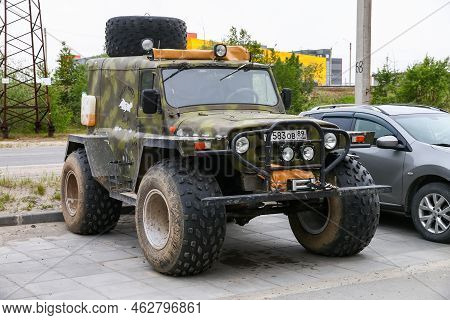 Novyy Urengoy, Russia - June 13, 2020: Customized Offroad Vehicle Uaz 469 In A City Street.