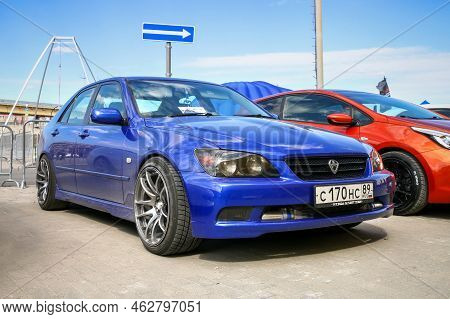 Novyy Urengoy, Russia - June 11, 2022: Blue Sports Car Toyota Altezza In A City Street.