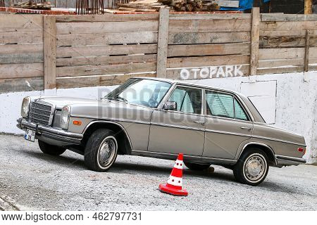 Istanbul, Turkey - February 11, 2021: Classic Saloon Car Mercedes-benz W114 In The City Street.