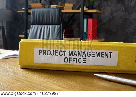 Yellow Folder With Project Management Office Pmo Documents.