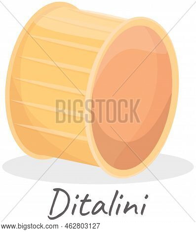 Vector Ditalini Icon, Singl Ditalini, Illustration For Food Blog Or Menu Design, Italian Cuisine. Tr