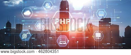 Php Interpreted Programming Language. Hypertext Preprocessor Programming